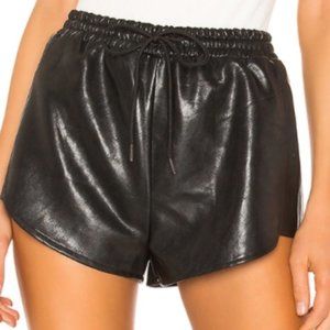 Superdown Black Leather Shorts
